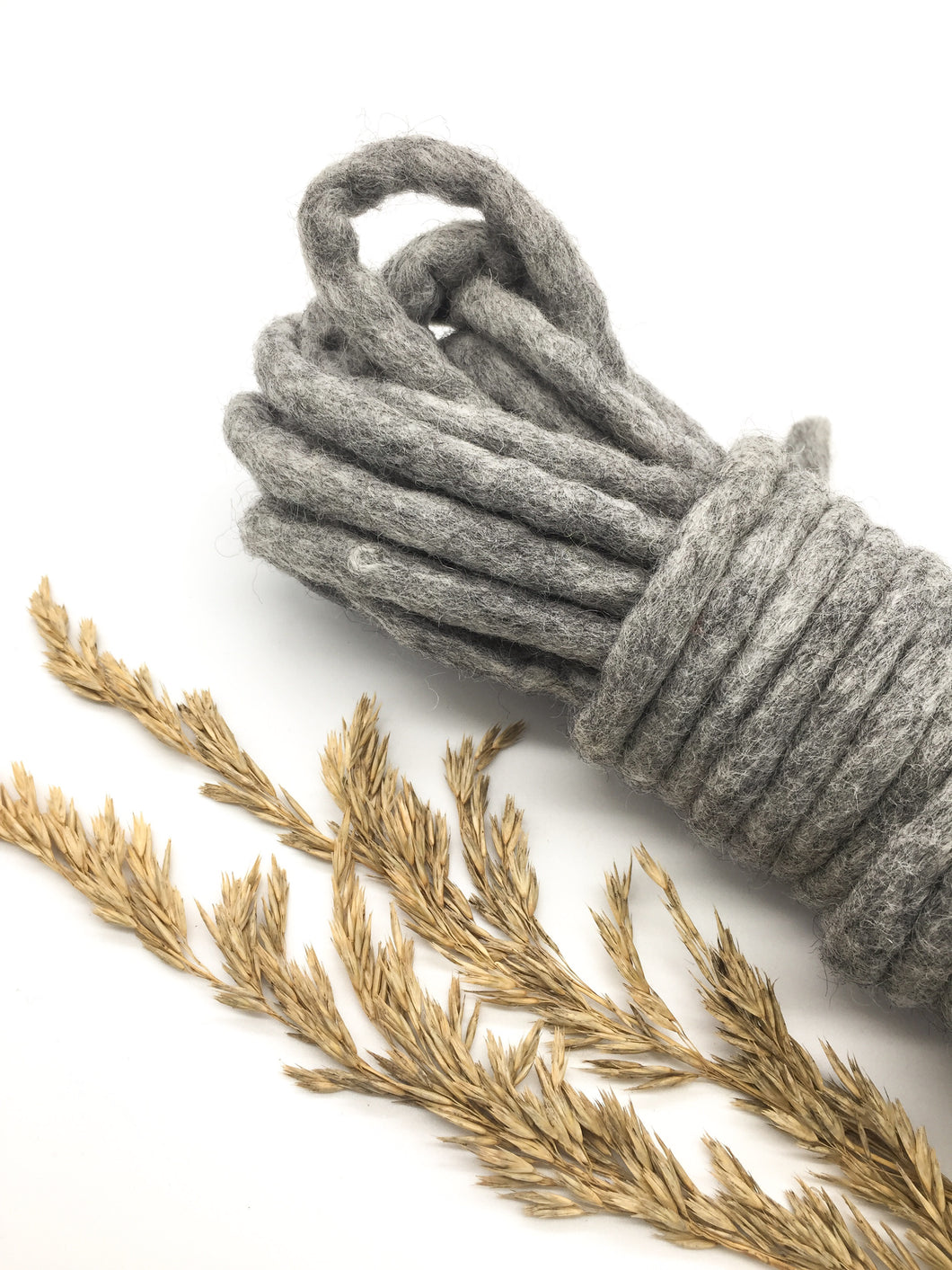 Grey natural undyed Colourful Hand felted merino yarn | Macrame & Weaving fibre